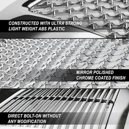 99-04 Ford F250 F350 Super Duty Front Grille+LED Bar - Honeycomb Mesh - Chrome 99-04 Ford F250 F350 Super Duty Front Grille+LED Bar - Honeycomb Mesh - Chrome