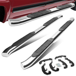 19-21 Chevy Silverado 1500 Crew Cab 4''OD Step Bar Running Boards - Curved End - Stainless Steel 19-21 Chevy Silverado 1500 Crew Cab 4''OD Step Bar Running Boards - Curved End - Stainless Steel