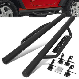 07-18 Jeep Wrangler JK 2-Dr 3" OD Drop Down Side Steps Nerf Bar - Matte Powder Coated 07-18 Jeep Wrangler JK 2-Dr 3" OD Drop Down Side Steps Nerf Bar - Matte Powder Coated