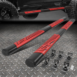 FOR 09-24 DODGE RAM 1500 2500 3500 CREW CAB 5"OVAL STEP BAR RUNNING BOARDS RED