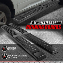 For 19-24 Ram 1500 Quad Cab Black Aluminum 6" Flat Side Step Bar Running Boards For 19-24 Ram 1500 Quad Cab Black Aluminum 6" Flat Side Step Bar Running Boards