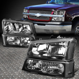 For 03-06 Chevy Silverado 1500 2500 3500 Avalanche Headlight Bumper Lamps Black For 03-06 Chevy Silverado 1500 2500 3500 Avalanche Headlight Bumper Lamps Black