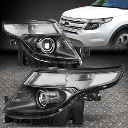 FOR 11-15 FORD EXPLORER BLACK HOUSING CLEAR CORNER PROJECTOR HEADLIGHT HEADLAMP