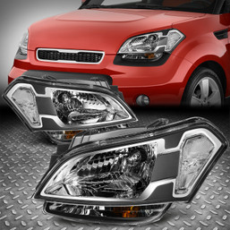 For 10-11 Soul OE Style Black Housing Amber Corner Headlight Head Lamps Pair