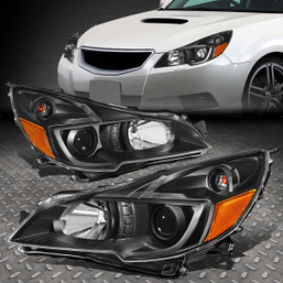 FOR 10-14 OUTBACK LEGACY BLACK HOUSING AMBER CORNER PROJECTOR HEADLIGHT LAMPS