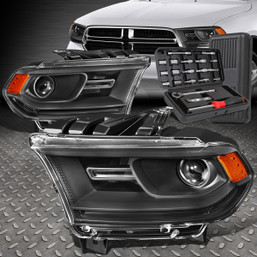 FOR 14-20 DODGE DURANGO BLACK HOUSING AMBER CORNER PROJECTOR HEADLIGHT+TOOL SET