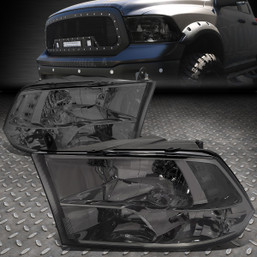 FOR 09-18 Ram 1500 2500 3500 Quad Smoked Lens Clear Corner Headlights Piar