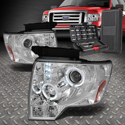 FOR 09-14 FORD F-150 LED HALO CHROME AMBER CORNER PROJECTOR HEADLIGHTS+TOOL SET