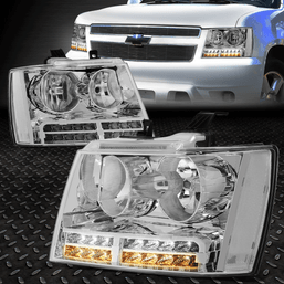 [LED DRL+TURN SIGNAL]FOR 07-14 TAHOE SUBURBAN PAIR HEADLIGHT LAMPS CHROME/CLEAR