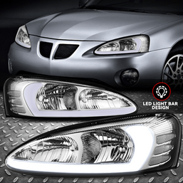 [3D LED DRL] For 04-08 Pontiac Grand Prix Chrome Housing Clear Corner Headlights