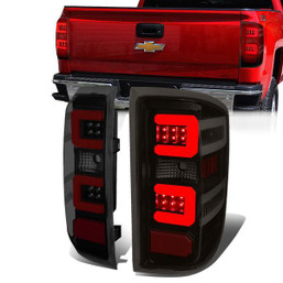 14-19 Chevy Silverado GMC Sierra 1500 2500HD 3500HD Red C-Bar LED Tail Lights - Tinted