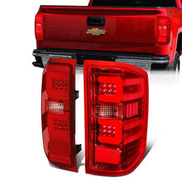 14-19 Chevy Silverado GMC Sierra 1500 2500HD 3500HD LED Bar Tail Lights - Red