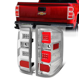 14-19 Chevy Silverado GMC Sierra 1500 2500HD 3500HD LED Bar Tail Lights - Chrome