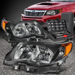 FOR 09-13 SUBARU FORESTER BLACK HOUSING AMBER CORNER HEADLIGHT LAMPS+TOOL SET