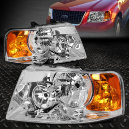 CHROME HOUSING HEADLIGHT+AMBER SIDE+WHITE LED 9006 HID+FAN FOR 03-06 EXPEDITION
