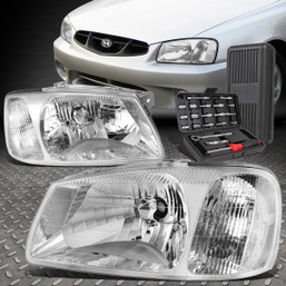 FOR 00-02 ACCENT CHROME HOUSING CLEAR CORNER HEADLIGHT LAMPS LEFT RIGHT+TOOL SET