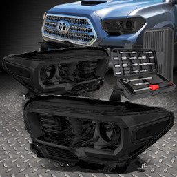 FOR 16-20 TOYOTA TACOMA SMOKED HOUSING CLEAR CORNER PROJECTOR HEADLIGHT+TOOL SET