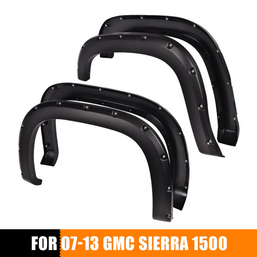 4Sets Sport Style Black Fender Flares Pocket Rivet for 2007-2013 GMC Sierra 1500