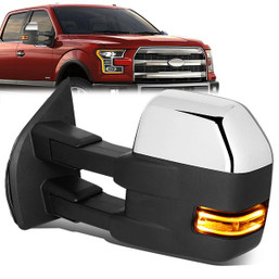 15-18 Ford F150 Powered Adjustment Driver Side Towing Mirror - w/Heated+LED Turn Signal+Puddle Light