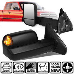 02-09 Dodge Ram 1500 2500 3500 Powered Heated Towing Mirrors - w/LED Turn Signal/Puddle Lights