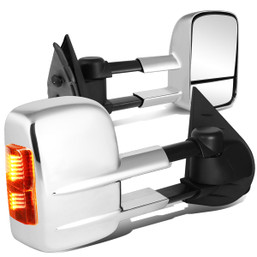 07-14 Chevy Silverado GMC Sierra Manual Adjustment Towing Mirrors - w/LED Turn Signal - Chrome