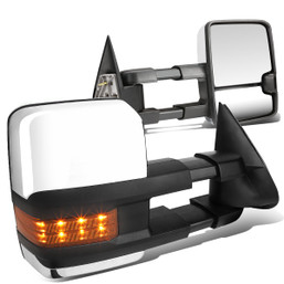 03-06 Chevy Silverado GMC Sierra Manual Towing Mirrors - w/LED Turn Signal - Chrome Cover