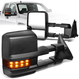 99-02 Chevy Silverado GMC Sierra Powered Adjustment Towing Mirrors w/Heated+LED Turn Signal