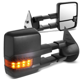 07-14 Chevy Silverado GMC Sierra Powered Towing Mirrors - w/Heated+LED Amber Turn Signal