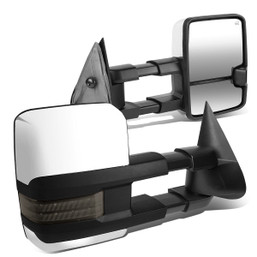 99-02 Chevy Silverado GMC Sierra Powered Towing Mirrors - w/Heated+LED Smoked Signal - Chrome Cover