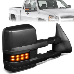 99-02 Chevy Silverado GMC Sierra Powered Towing Mirror - w/Heated+LED Turn Signal - Passenger Side