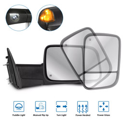 Passenger Side Power Heated Tow Mirror w/ Turn Signal For 2009-2018 Dodge Ram