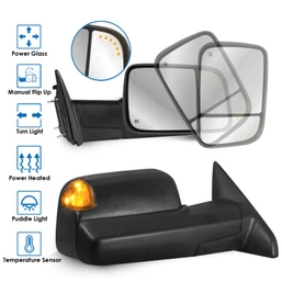 2PC Power Heated Tow Mirrors w/ Puddle Lights Turn Signal For 2009-2018 Ram 1500