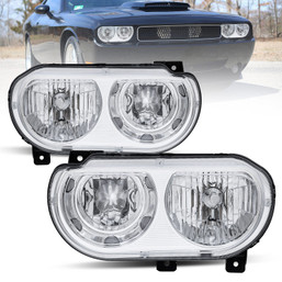2X Chrome Headlights Headlamps Assembly For 2008-2014 Dodge Challenger