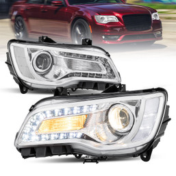 Pair Front Chrome Projector Headlights Assembly For 2011-2023 Chrysler 300