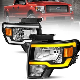 Pair LED DRL Headlights Assembly w/ Sequential Signal For 2009-2014 Ford F-150
