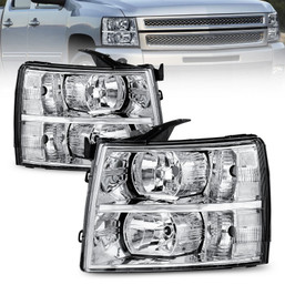 Pair Headlight Assembly For 2007-2013 Chevrolet Chevy Silverado 1500 2500 3500