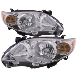 Headlights Left Right Pair CAPA Fits 11-13 Corolla Base/CE/LE (Canada Built)