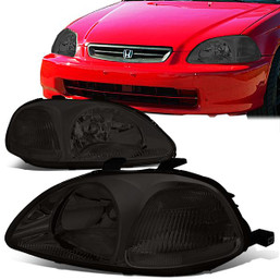 96-98 Honda Civic Headlights - Smoked Housing Clear Corner