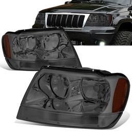 99-04 Jeep Grand Cherokee WJ Headlights - Smoked Housing Amber Corner