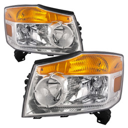 Fits Nissan Armada 08-15 Headlights Headlamps Pair Set Sides Halogen Chrome