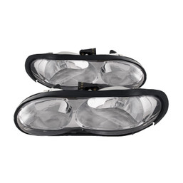 Headlights Pair Left Right Set Fits 1998-2002 Chevy Camaro Halogen Chrome