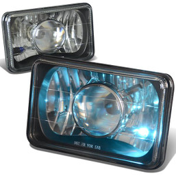 H4656 4x6 Square Black Housing Projector Headlights - with H4 Bulbs