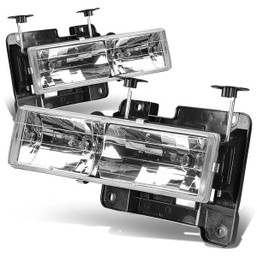 88-04 Chevy GMC C/K 1500 2500 3500 Suburban Headlights - Chrome Housing