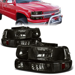 99-02 Chevy Silverado 1500 2500HD 3500 Suburban Tahoe Headlights - Smoked Housing Amber Corner