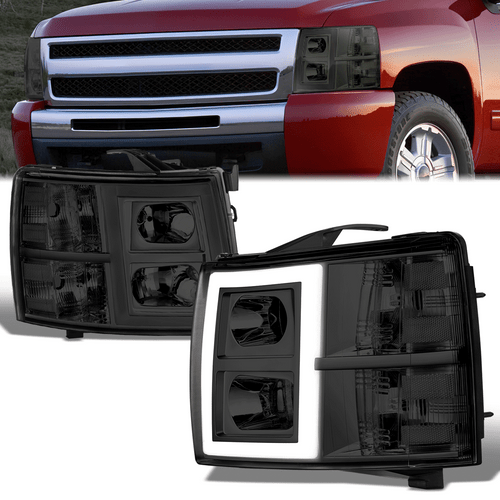 07-14 Chevrolet Silverado 1500 2500HD 3500 LED Headlights - Chrome Housing Smoked Lens