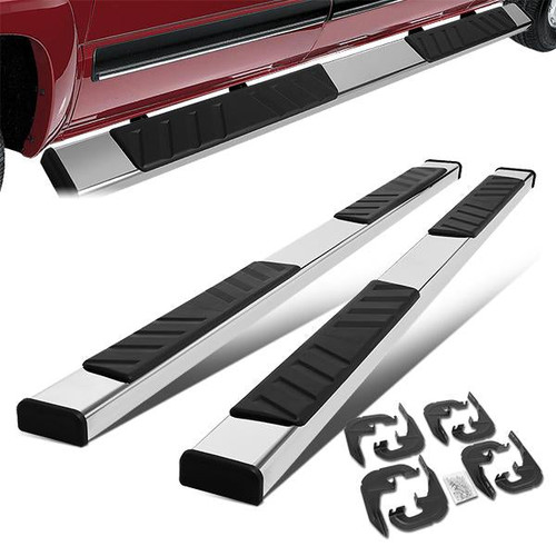19-22 Chevy Silverado GMC Sierra Crew Cab 5" OD Flat Step Bar Running Boards - Stainless Steel