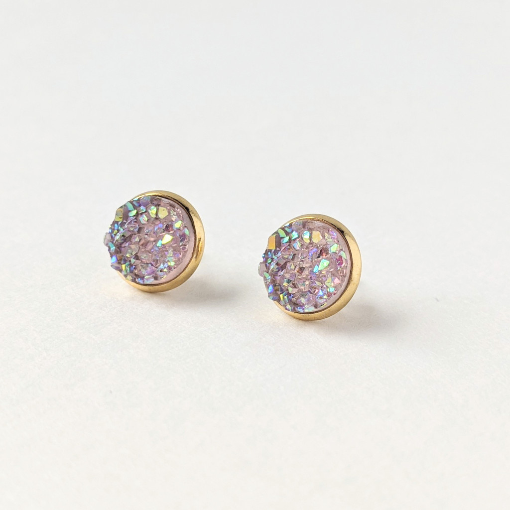 Sparkle Stone Studs / Pearlescent Pink