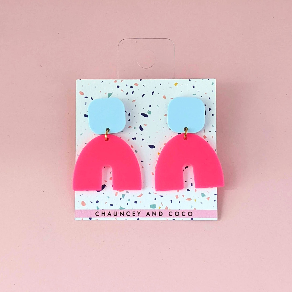 Mini Arch Acrylic Color Block Earrings