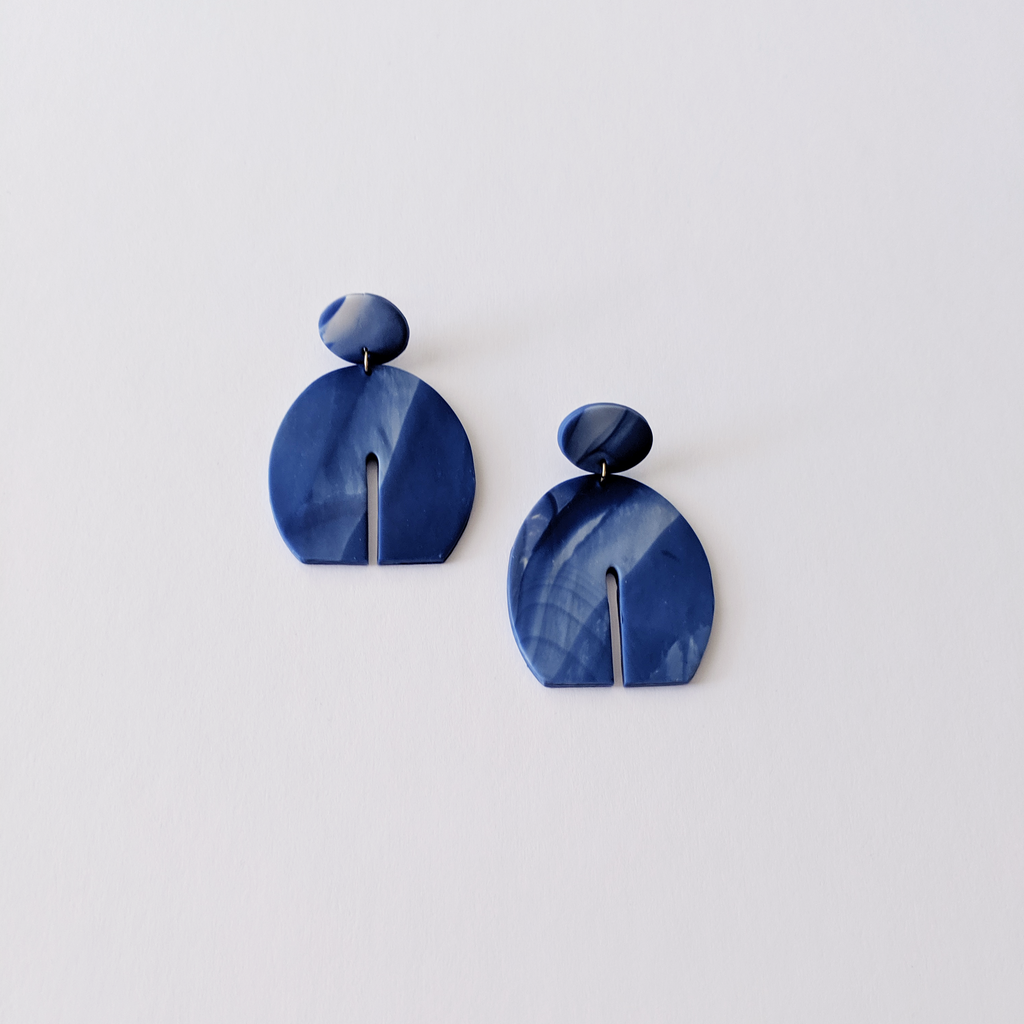 The Clio Clay Statement Earrings - Blue