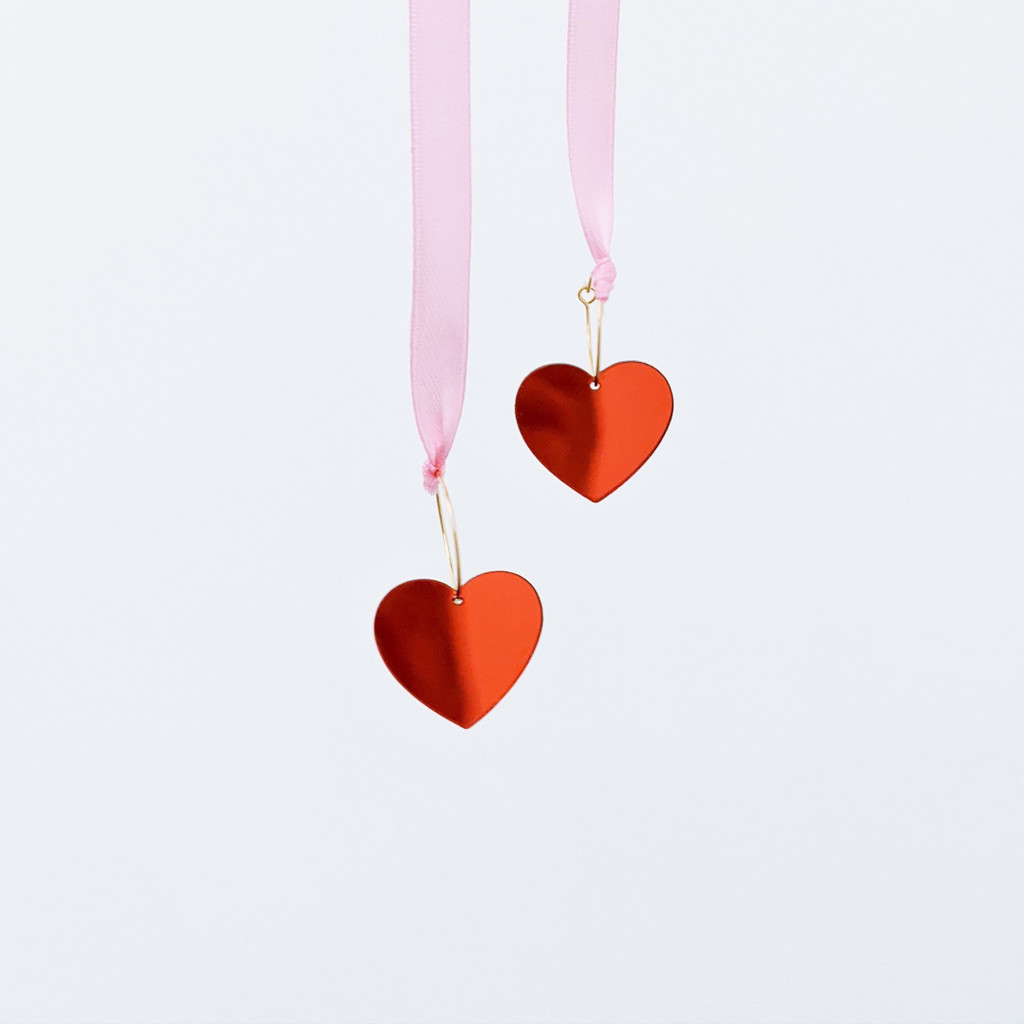 Mirror Heart Hoops / Red